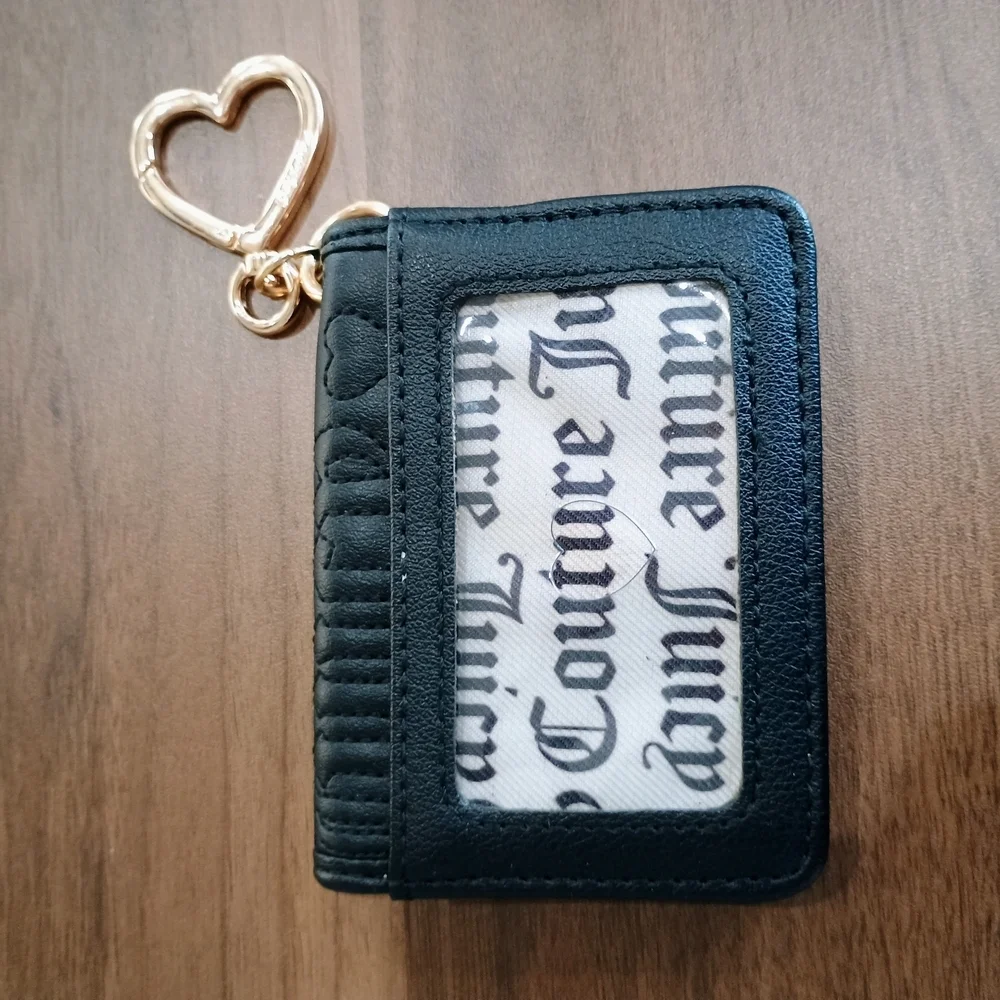 Juicy Couture Black Leather Card Case with Gold Logo